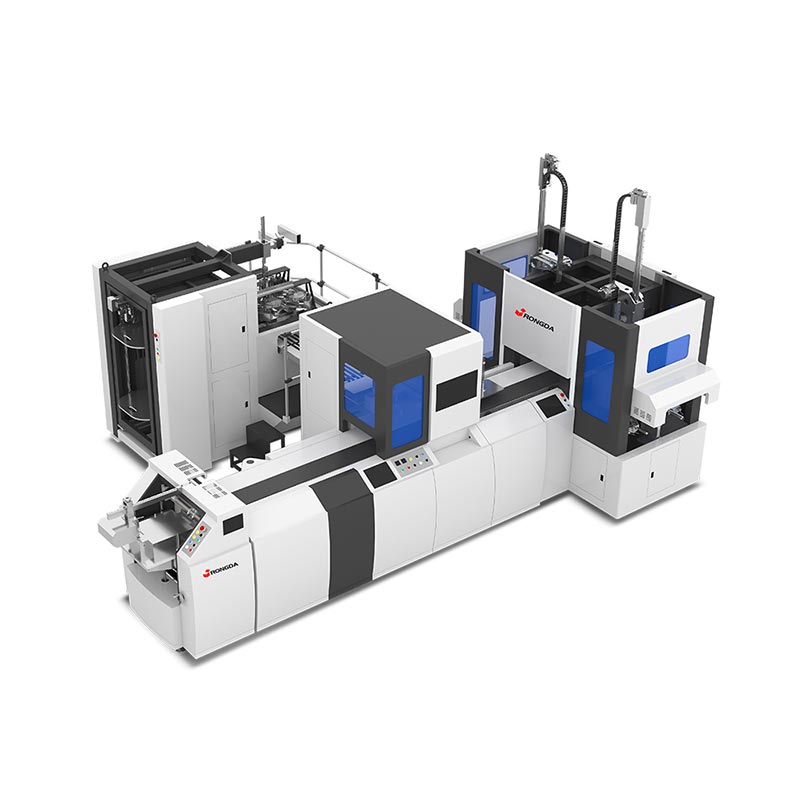 Macchina automatica per la produzione di scatole rigide a doppia stazione